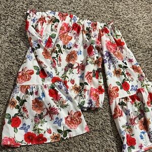 SHEIN Floral Off-Shoulder Crop Top - Multicolor